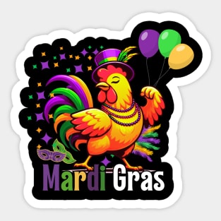 Mardi Gras Chicken Funny Farming Men Women Sticker